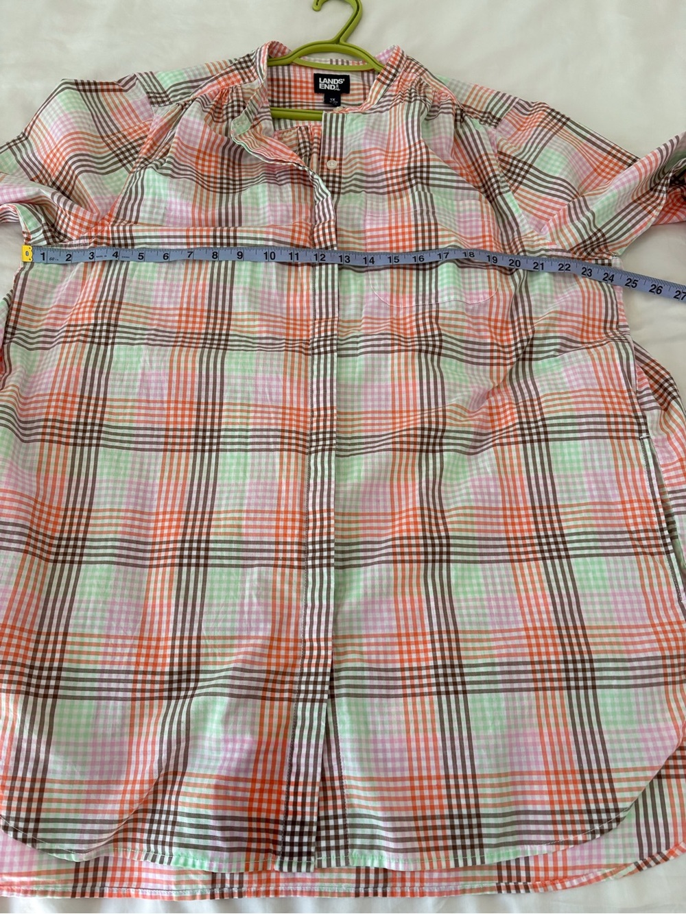 Lands' End Pink Plaid Tunic Preppy Cotton Shirt - Picture 6 of 10